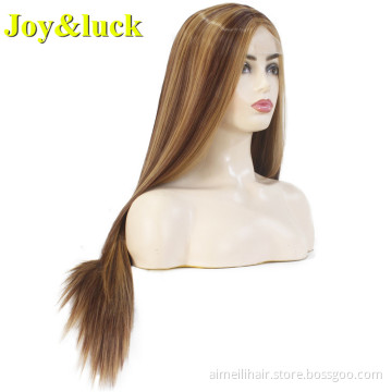 Piano Brown Ombre Blonde  Front Lace Wig Party Cosplay Middle Part Wholesale Long Straight Wig Lace Front Synthetic Hair Wigs